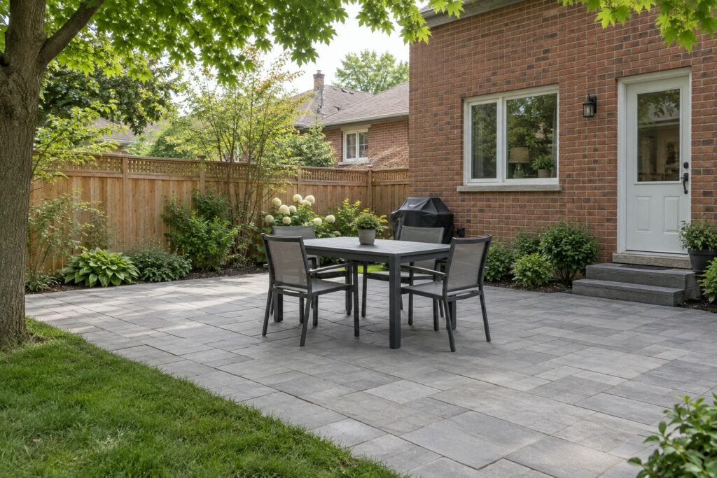 Patio installation concept, illustrative