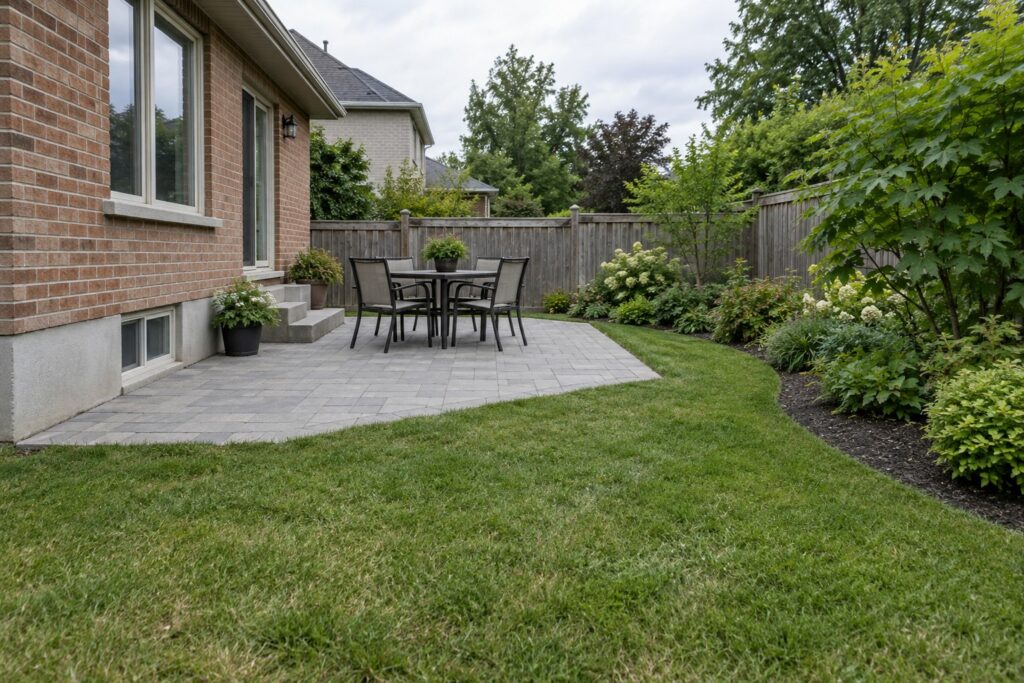Patio site and grading concept, illustrative